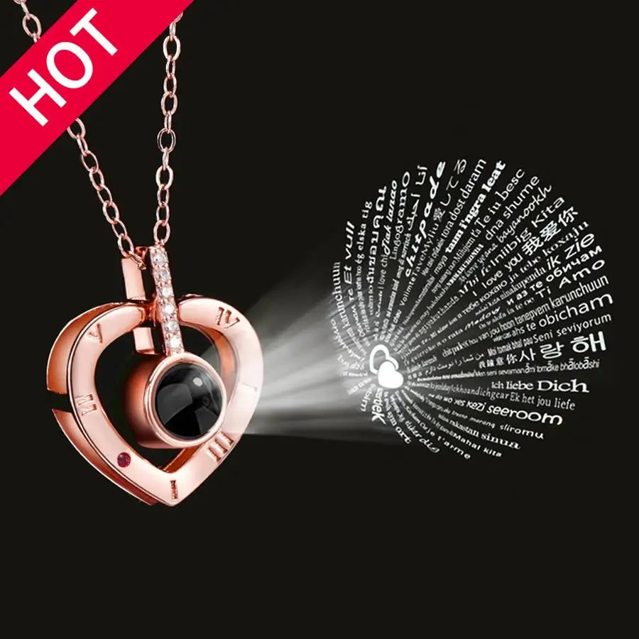 “I Love You” in 100 Languages Heart Necklace